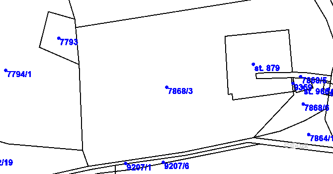 Parcela st. 7868/3 v KÚ Vyškovec, Katastrální mapa