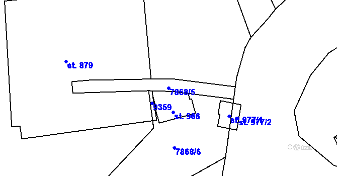 Parcela st. 7868/5 v KÚ Vyškovec, Katastrální mapa