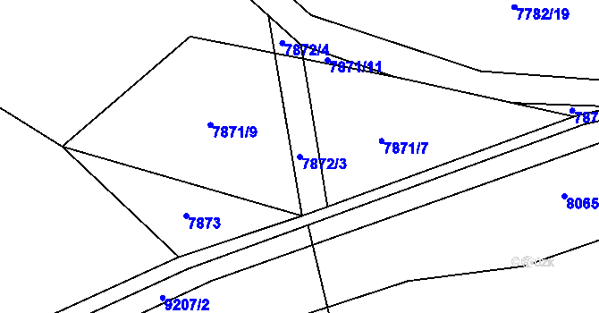 Parcela st. 7872/3 v KÚ Vyškovec, Katastrální mapa