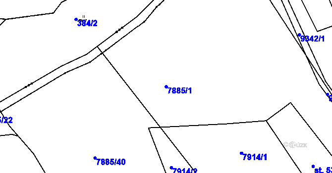 Parcela st. 7885/1 v KÚ Vyškovec, Katastrální mapa