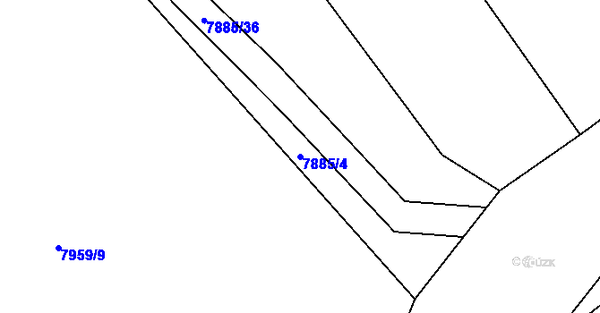 Parcela st. 7885/4 v KÚ Vyškovec, Katastrální mapa