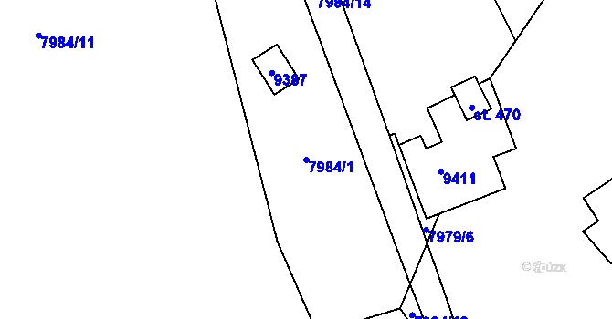 Parcela st. 7984/1 v KÚ Vyškovec, Katastrální mapa