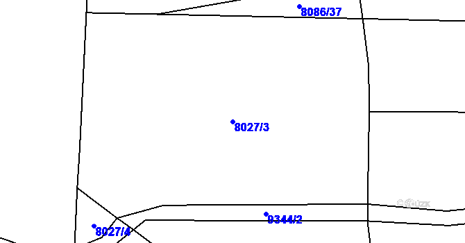 Parcela st. 8027/3 v KÚ Vyškovec, Katastrální mapa