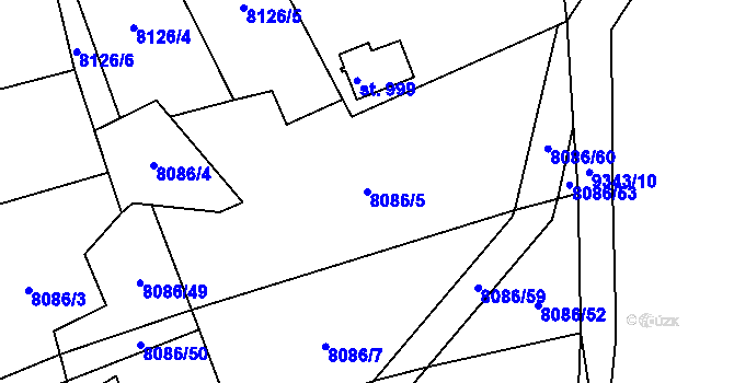 Parcela st. 8086/5 v KÚ Vyškovec, Katastrální mapa