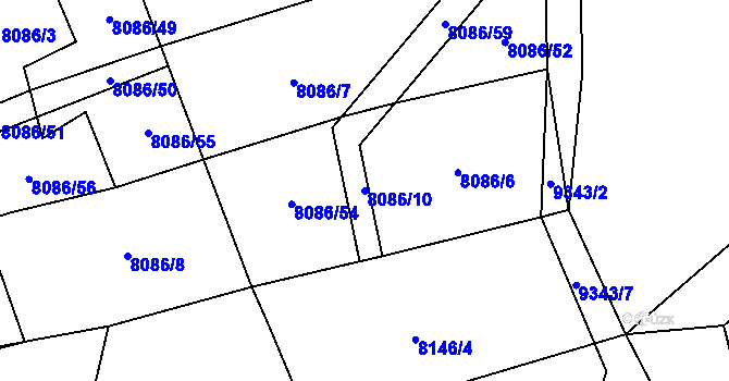 Parcela st. 8086/10 v KÚ Vyškovec, Katastrální mapa