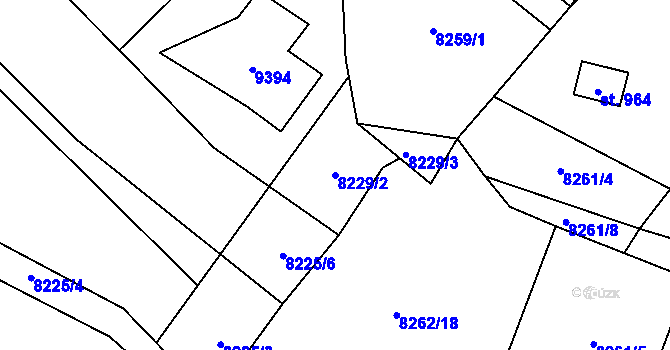 Parcela st. 8229/2 v KÚ Vyškovec, Katastrální mapa