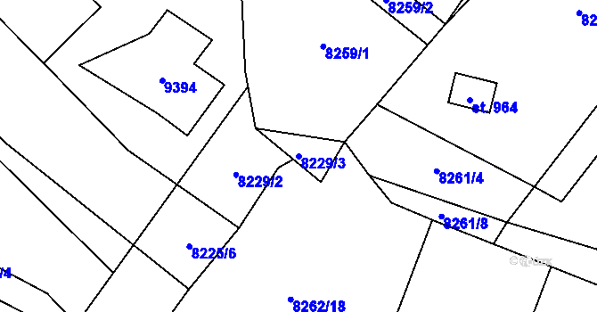 Parcela st. 8229/3 v KÚ Vyškovec, Katastrální mapa