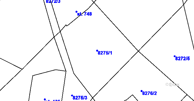 Parcela st. 8275/1 v KÚ Vyškovec, Katastrální mapa