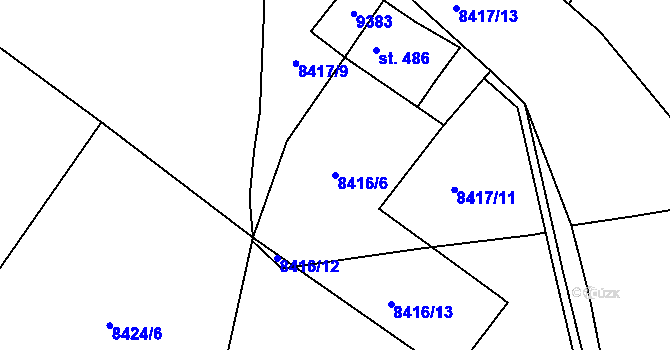 Parcela st. 8416/6 v KÚ Vyškovec, Katastrální mapa