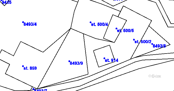 Parcela st. 8493/3 v KÚ Vyškovec, Katastrální mapa