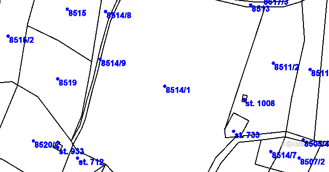 Parcela st. 8514/1 v KÚ Vyškovec, Katastrální mapa