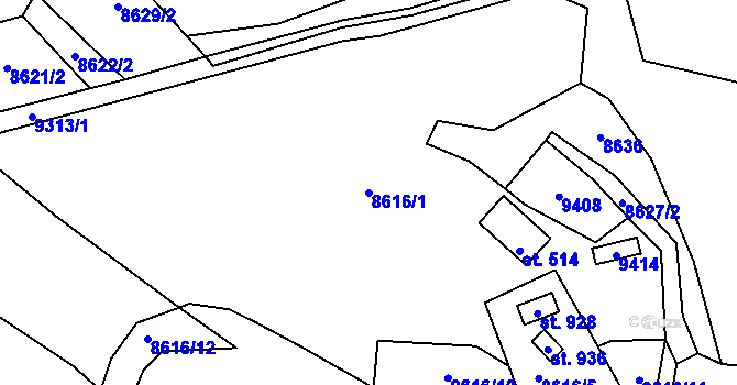 Parcela st. 8616/1 v KÚ Vyškovec, Katastrální mapa