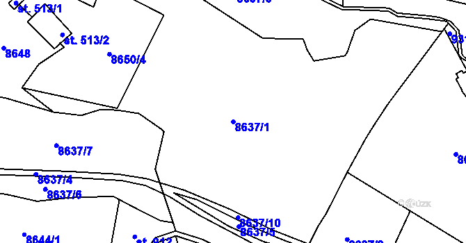 Parcela st. 8637/1 v KÚ Vyškovec, Katastrální mapa