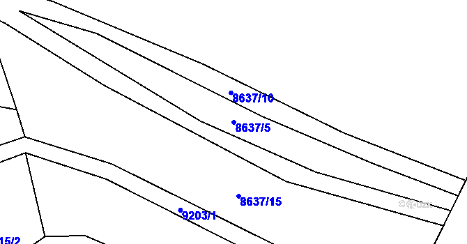 Parcela st. 8637/5 v KÚ Vyškovec, Katastrální mapa
