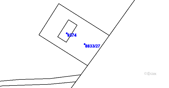Parcela st. 8833/27 v KÚ Vyškovec, Katastrální mapa