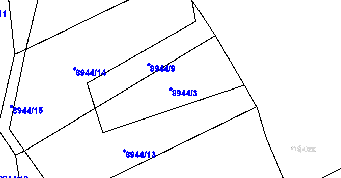 Parcela st. 8944/3 v KÚ Vyškovec, Katastrální mapa