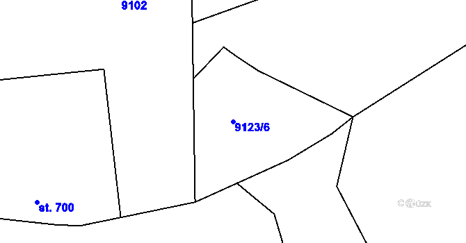 Parcela st. 9123/6 v KÚ Vyškovec, Katastrální mapa
