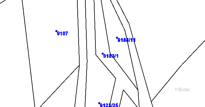 Parcela st. 9183/1 v KÚ Vyškovec, Katastrální mapa