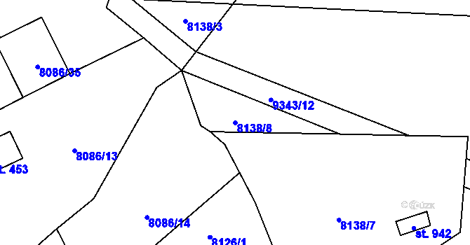 Parcela st. 8138/8 v KÚ Vyškovec, Katastrální mapa
