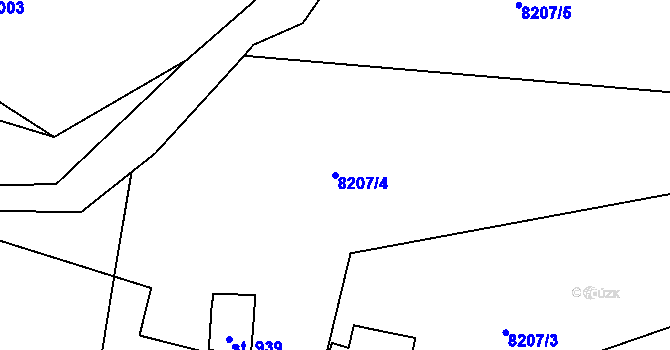 Parcela st. 8207/4 v KÚ Vyškovec, Katastrální mapa