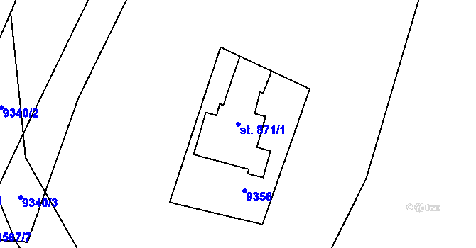 Parcela st. 871/1 v KÚ Vyškovec, Katastrální mapa