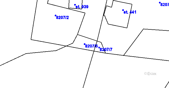 Parcela st. 8207/6 v KÚ Vyškovec, Katastrální mapa