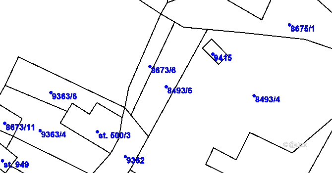 Parcela st. 8493/6 v KÚ Vyškovec, Katastrální mapa