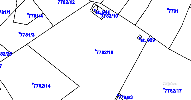 Parcela st. 7782/18 v KÚ Vyškovec, Katastrální mapa