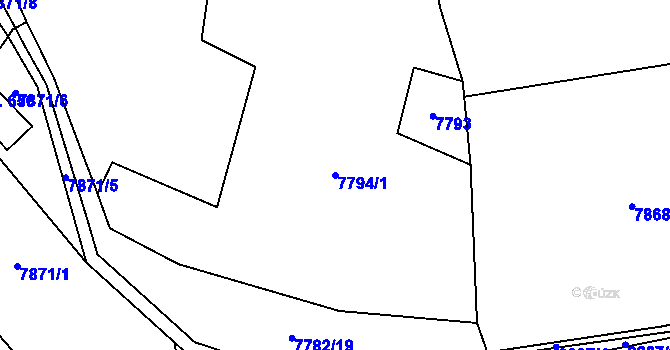Parcela st. 7794/1 v KÚ Vyškovec, Katastrální mapa