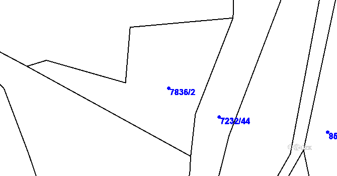 Parcela st. 7836/2 v KÚ Vyškovec, Katastrální mapa
