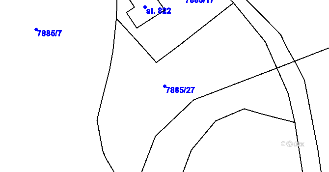 Parcela st. 7885/27 v KÚ Vyškovec, Katastrální mapa