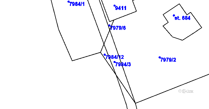 Parcela st. 7984/12 v KÚ Vyškovec, Katastrální mapa