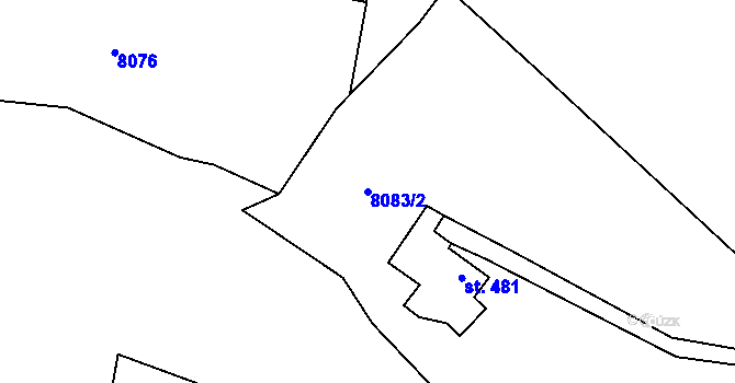 Parcela st. 8083/2 v KÚ Vyškovec, Katastrální mapa