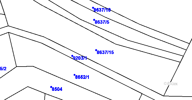 Parcela st. 8637/15 v KÚ Vyškovec, Katastrální mapa