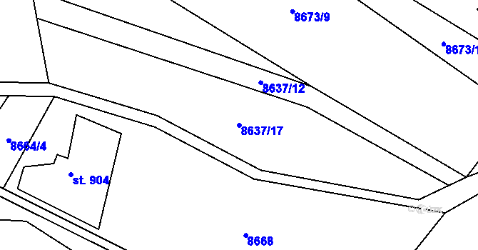 Parcela st. 8637/17 v KÚ Vyškovec, Katastrální mapa