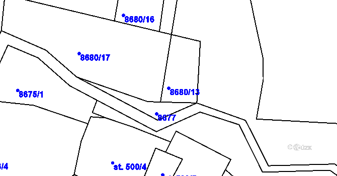 Parcela st. 8680/13 v KÚ Vyškovec, Katastrální mapa