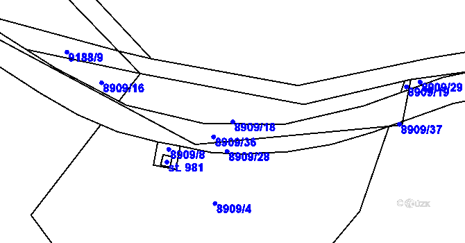 Parcela st. 8909/18 v KÚ Vyškovec, Katastrální mapa
