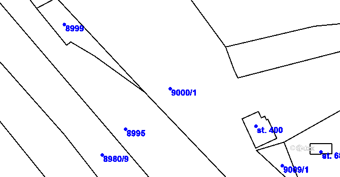 Parcela st. 9000/1 v KÚ Vyškovec, Katastrální mapa