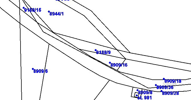 Parcela st. 9188/9 v KÚ Vyškovec, Katastrální mapa