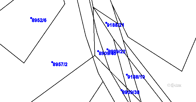 Parcela st. 8909/40 v KÚ Vyškovec, Katastrální mapa