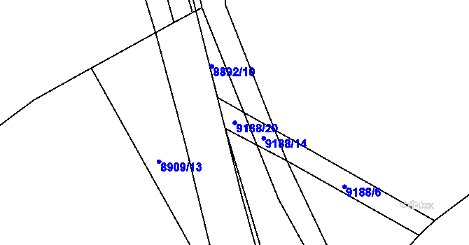 Parcela st. 9188/20 v KÚ Vyškovec, Katastrální mapa