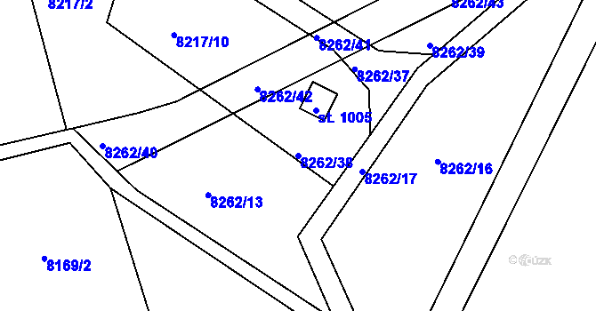 Parcela st. 8262/38 v KÚ Vyškovec, Katastrální mapa
