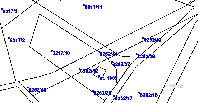 Parcela st. 8262/41 v KÚ Vyškovec, Katastrální mapa