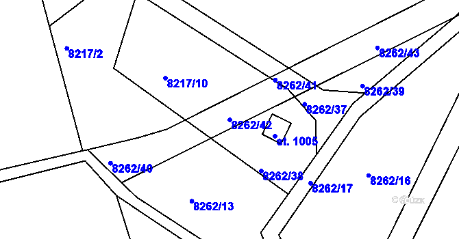 Parcela st. 8262/42 v KÚ Vyškovec, Katastrální mapa