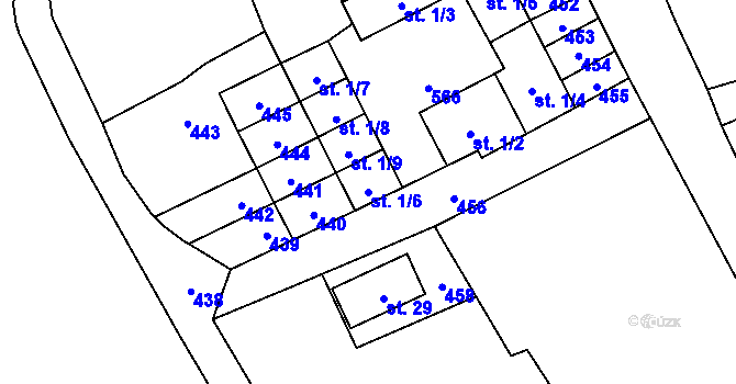 Parcela st. 1/6 v KÚ Obora u Vyšného, Katastrální mapa