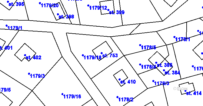 Parcela st. 753 v KÚ Vyšní Lhoty, Katastrální mapa