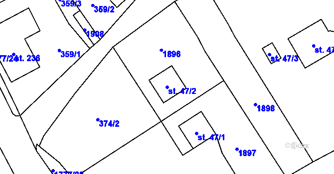 Parcela st. 47/2 v KÚ Vyšní Lhoty, Katastrální mapa