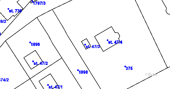 Parcela st. 47/3 v KÚ Vyšní Lhoty, Katastrální mapa