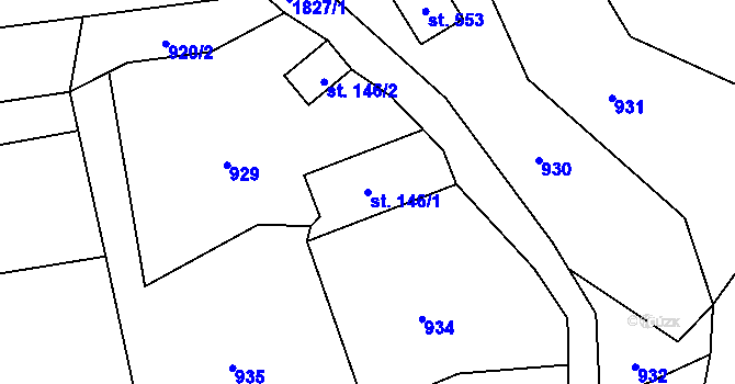 Parcela st. 146/1 v KÚ Vyšní Lhoty, Katastrální mapa