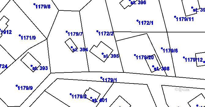 Parcela st. 395 v KÚ Vyšní Lhoty, Katastrální mapa